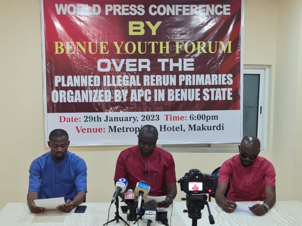Guber primaries: Youths caution REC and Benue APC to desist from further illegalities Guber primaries: Youths caution REC and Benue APC to desist from further illegalities